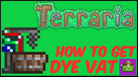 Dye vat terraria - Fantasy. Sci-fi. The Dye Vat is a crafting station used to craft Dyes and some Paints. It is purchased from the Dye Trader for 5. Desktop 1.4.0.1: Basic Dye materials now give 2 of that dye instead of 1 when crafting. Now used to craft 15 colored Strings: Black, Blue, Brown, Cyan, Green, Lime, Orange, Pink...